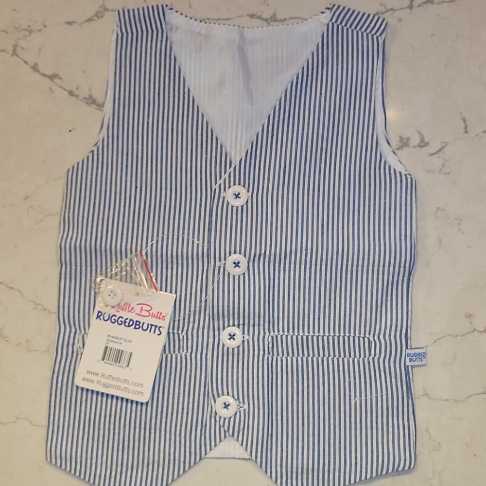 Blue Seersucker Vest Size 3T